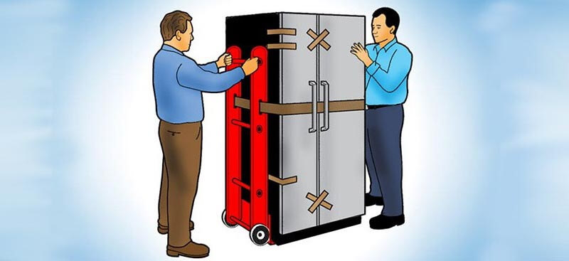 đặt tủ lạnh lên xe đẩy